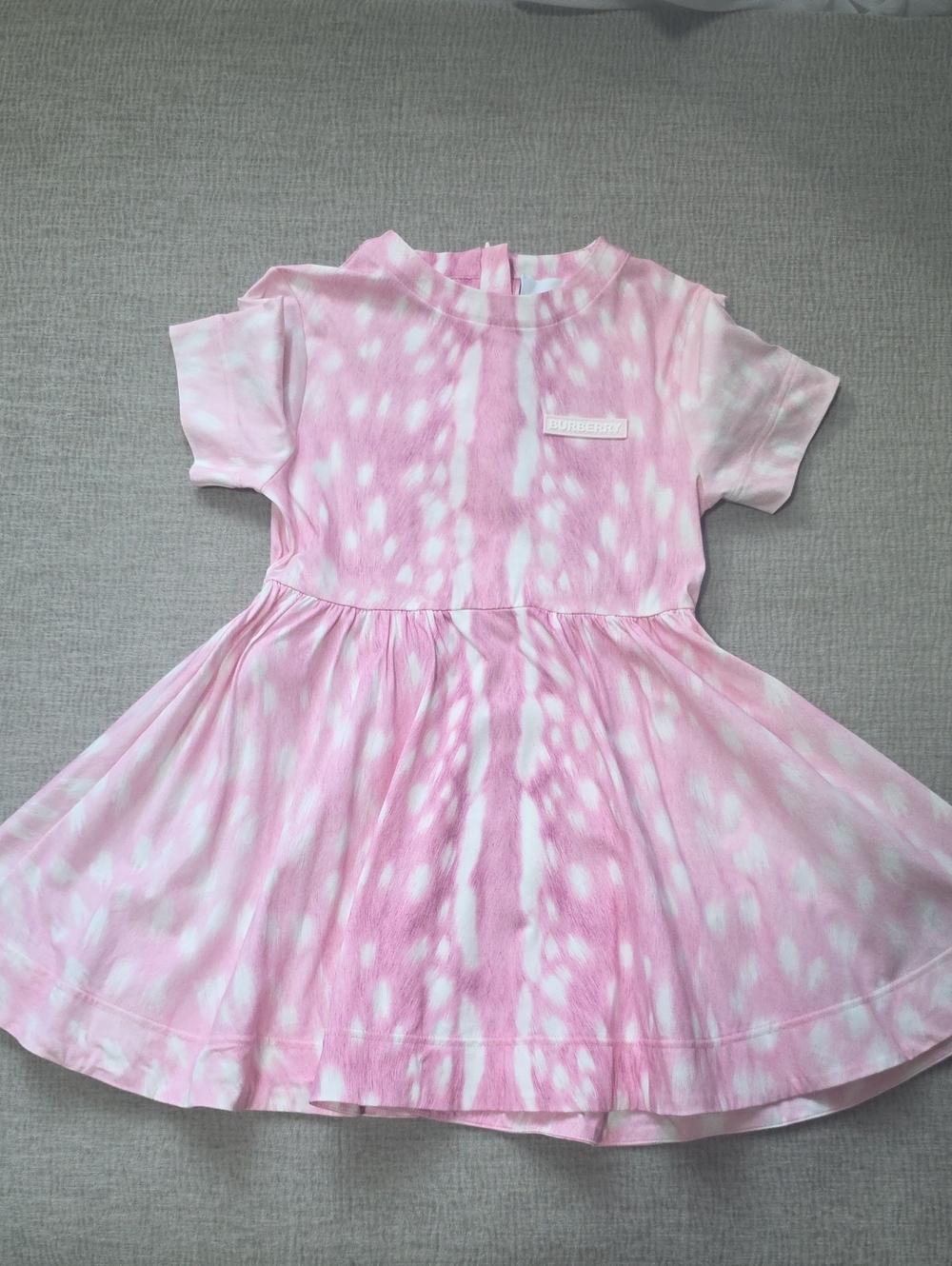 Burberry Pink and White  Short Sleeve Kids Dress